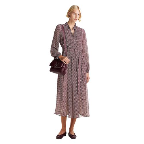 Tommy Hilfiger Ruffle Pleat Belted Long Dress